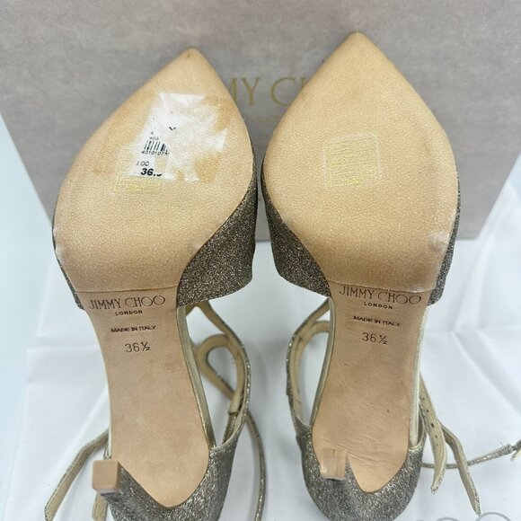 Jimmy Choo Lancer Strappy Glitter Pointed Toe Ankle Pump Shoe - Picture 7 of 7